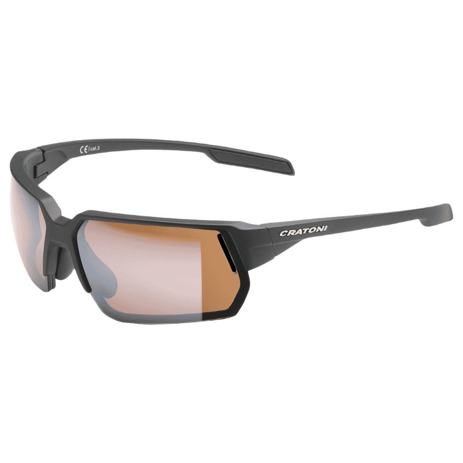 Cratoni C-Lite Color+ Sport Amber W/ Silver Mirror, solbrille, matt sort