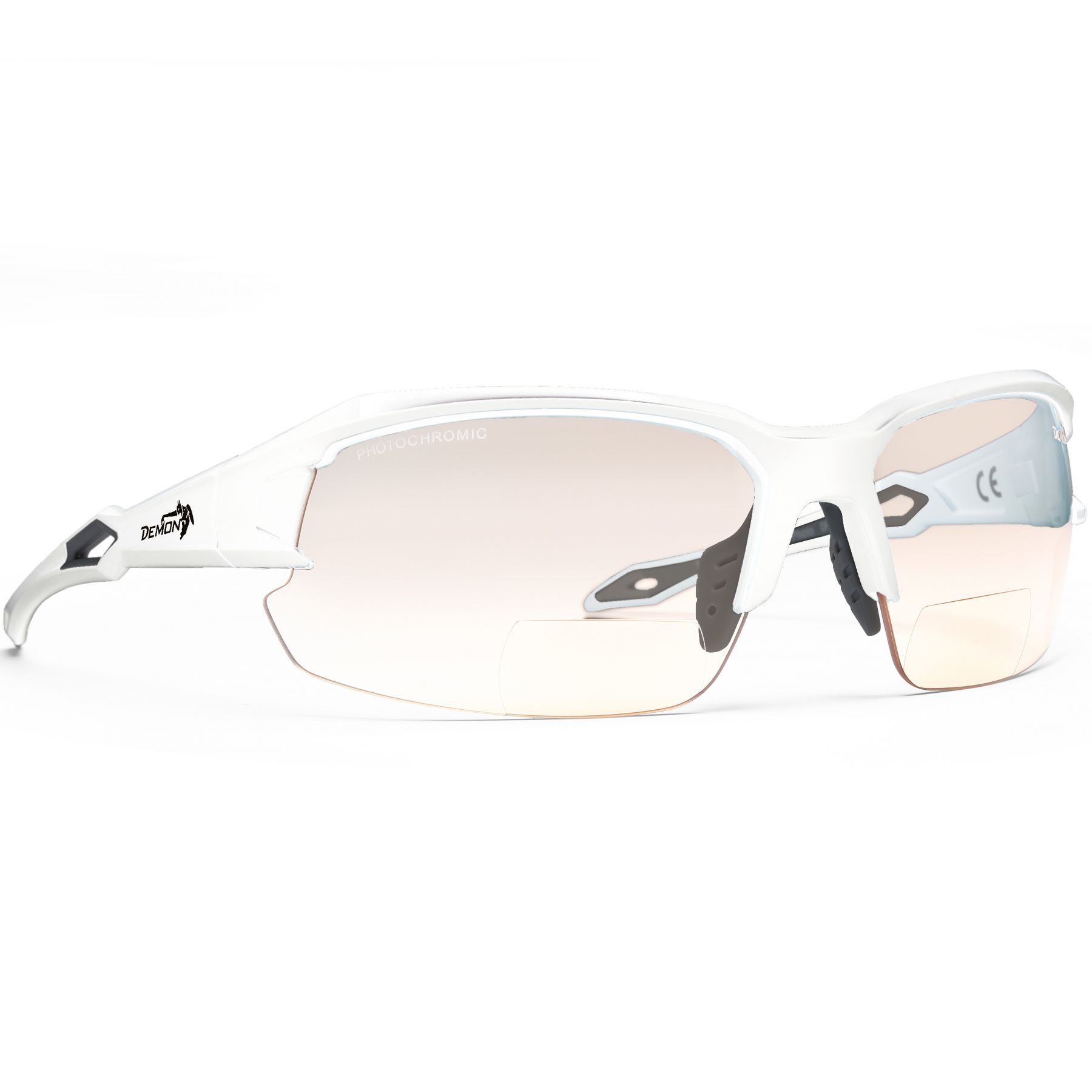 Demon Tiger Photochromic, Solbriller m. lesefelt, Matt White