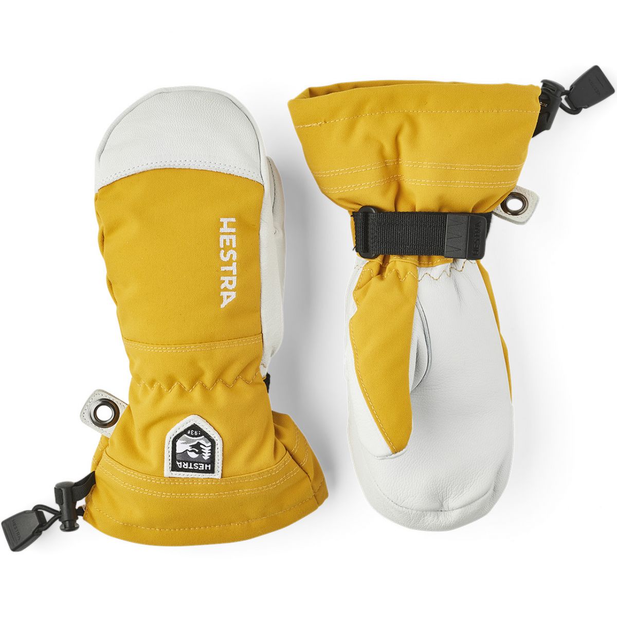 Juniors' Army Leather Heli Ski Mitt Yellow Senap 6-7 år
