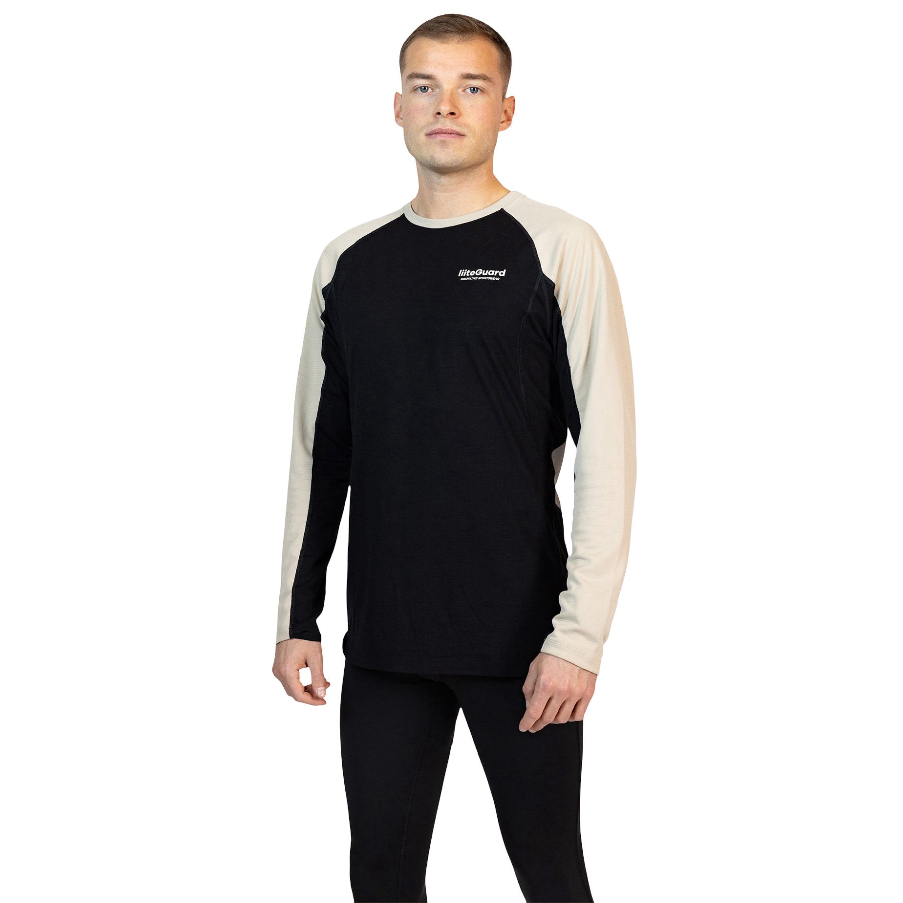 Liiteguard Merino Hybrid Longsleeve, Herre, Black/Sand