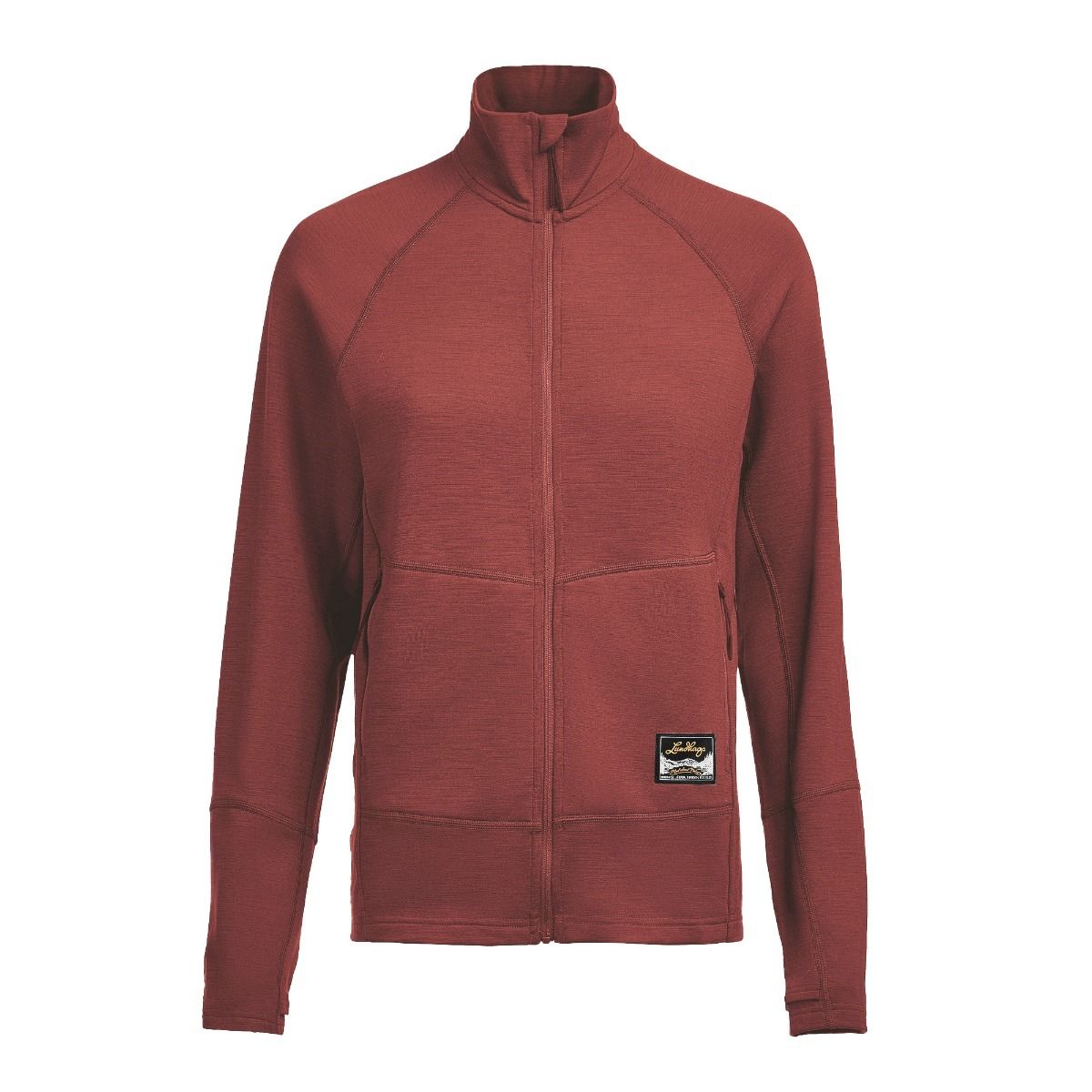 Lundhags Tived Merino Full Zip W, mellomlag, svart, rød