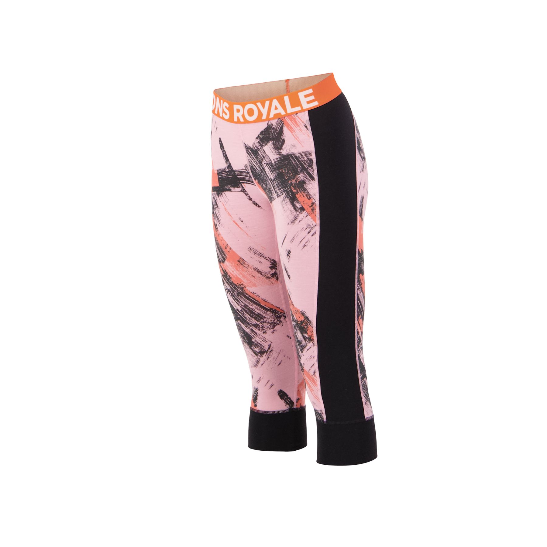 Mons Royale Cascade Merino Base Layer 3/4 Longs, Dame, Paintbrush Pink / Black