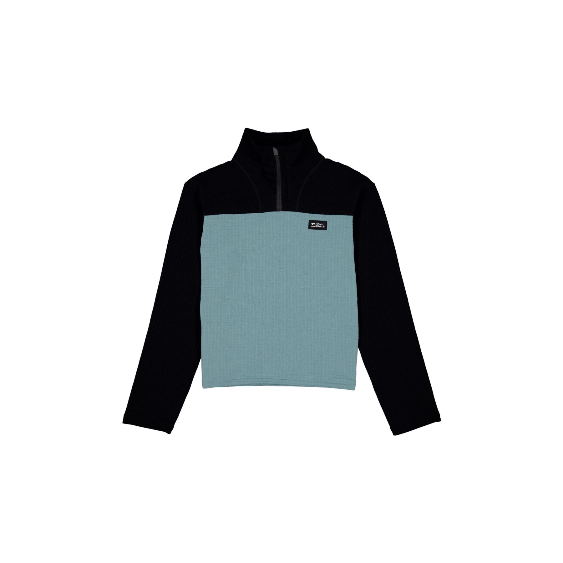 Mons Royale Offgrid Merino Fleece Long Sleeve, Fleecegenser, Dame, Dusty Teal / Black